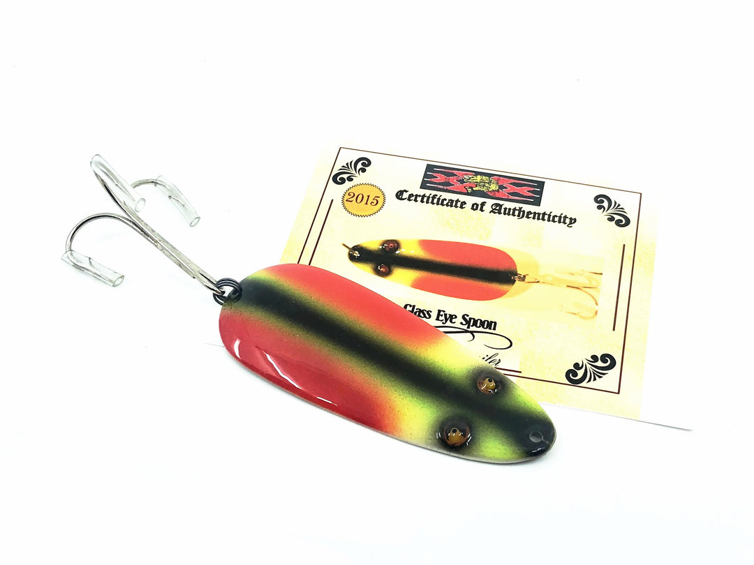 Musky Dan (XXX Lures) Glass Eye Spoon, Parrot Color w/COA