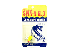 Vintage Worden Spin-N-Glow (Rigged) Drift Bobber Size No.8, Fluorescent Yellow Color on Card