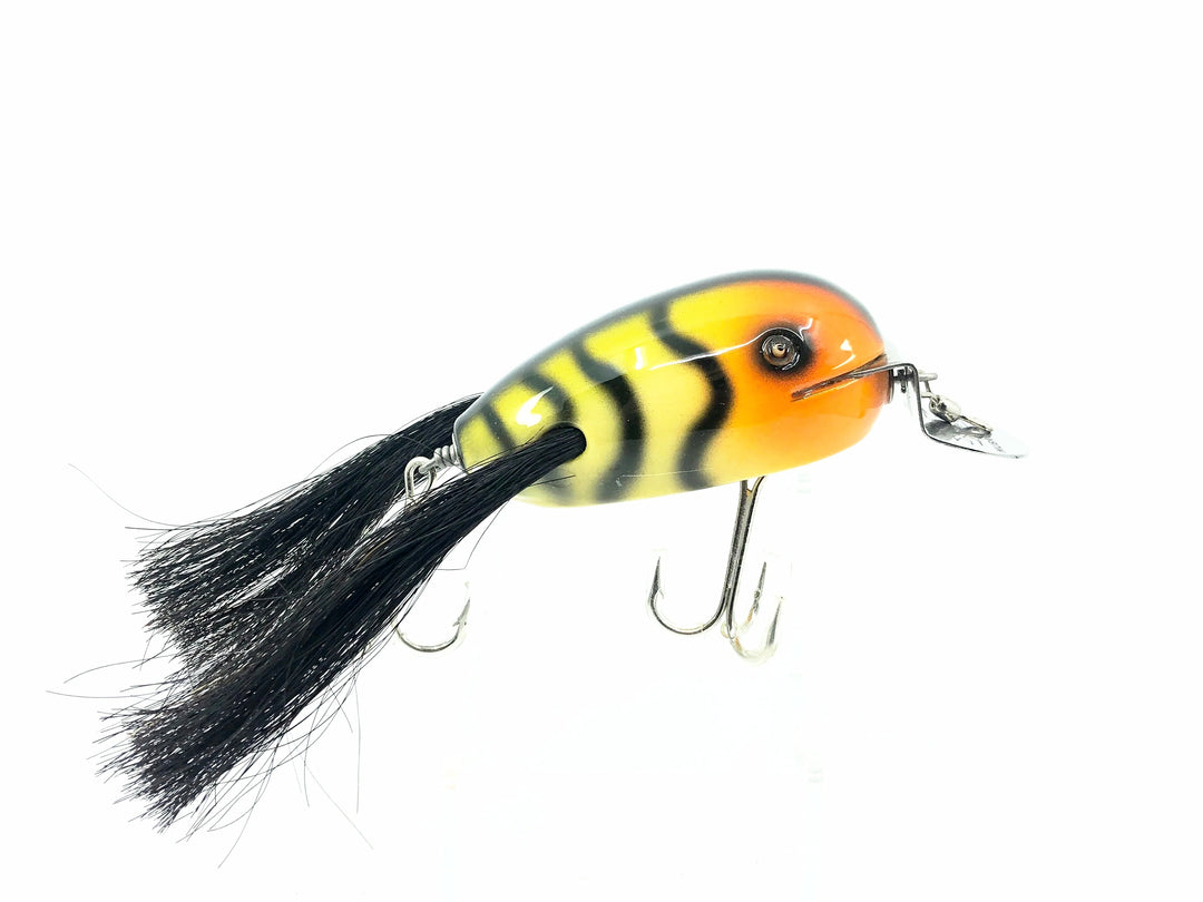 Musky Dan (XXX Lures) Husky Dingbat, Yellow/Orange Face/Black Ribs Color
