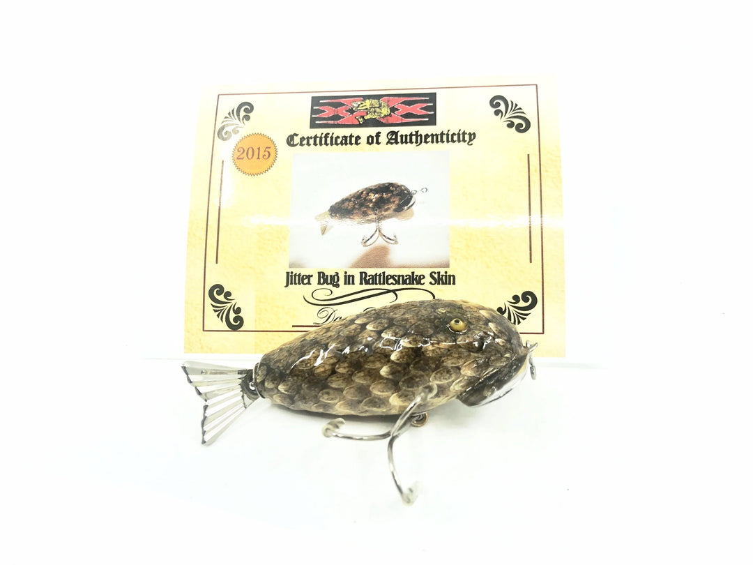 Musky Dan (XXX Lures) Jitter Bug, Real Rattlesnake Skin Finish w/COA