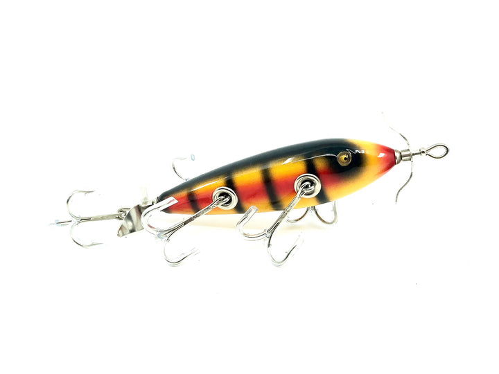 Musky Dan (XXX Lures) 5 Hook Minnow, Yellow/Black Ribs/Red Stripe Color