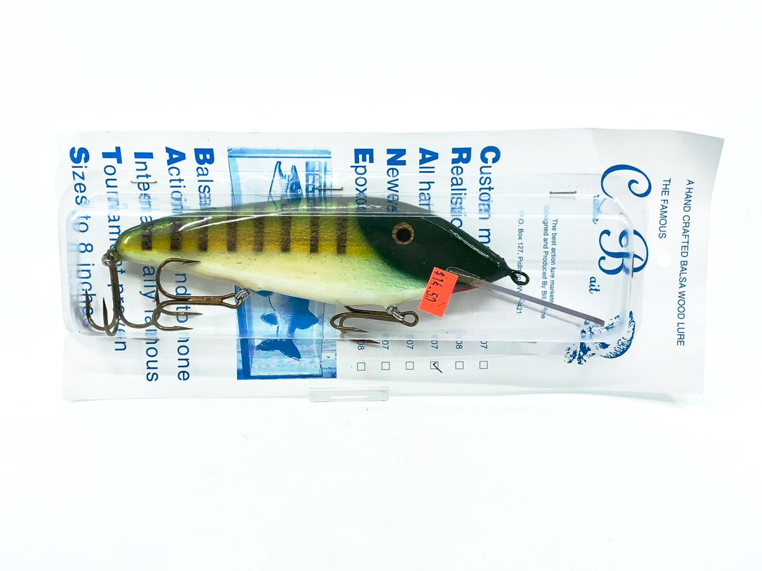 Crane 607 Musky Lure, Green Perch/White Belly Color, New on Card