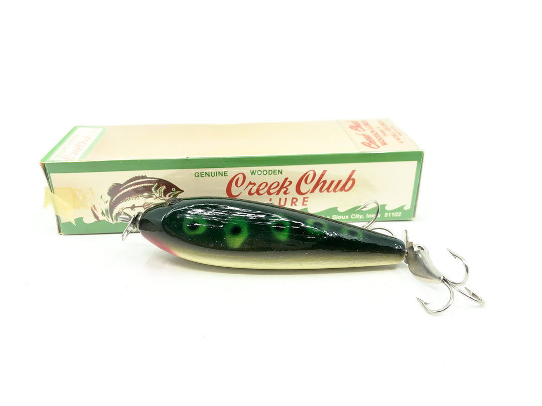 Creek Chub 1500 Wooden GE Injured Minnow, F Frog Color w/Box