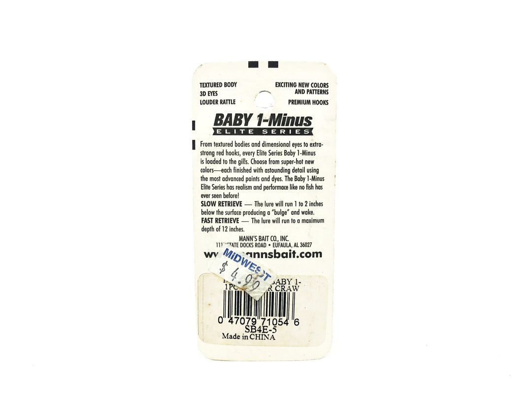 Mann's Elite Baby 1- Minus, Winter Craw Color on Card
