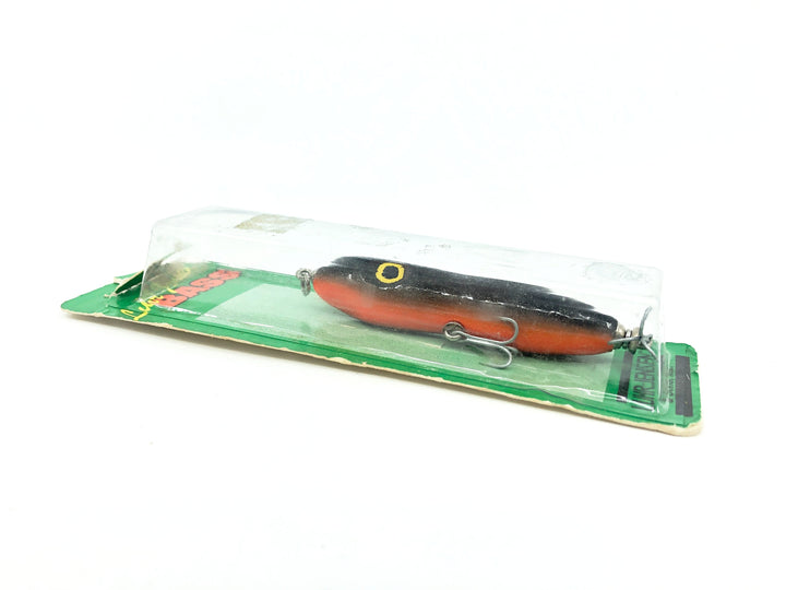 Luhr-Jensen Bass Series Walking Bait, Black Flitter/Orange Belly Color with Card