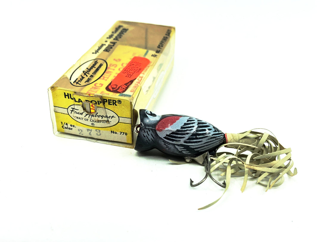 Arbogast Hula Popper 273, Seein's Believin Red Wing Blackbird Color with Box