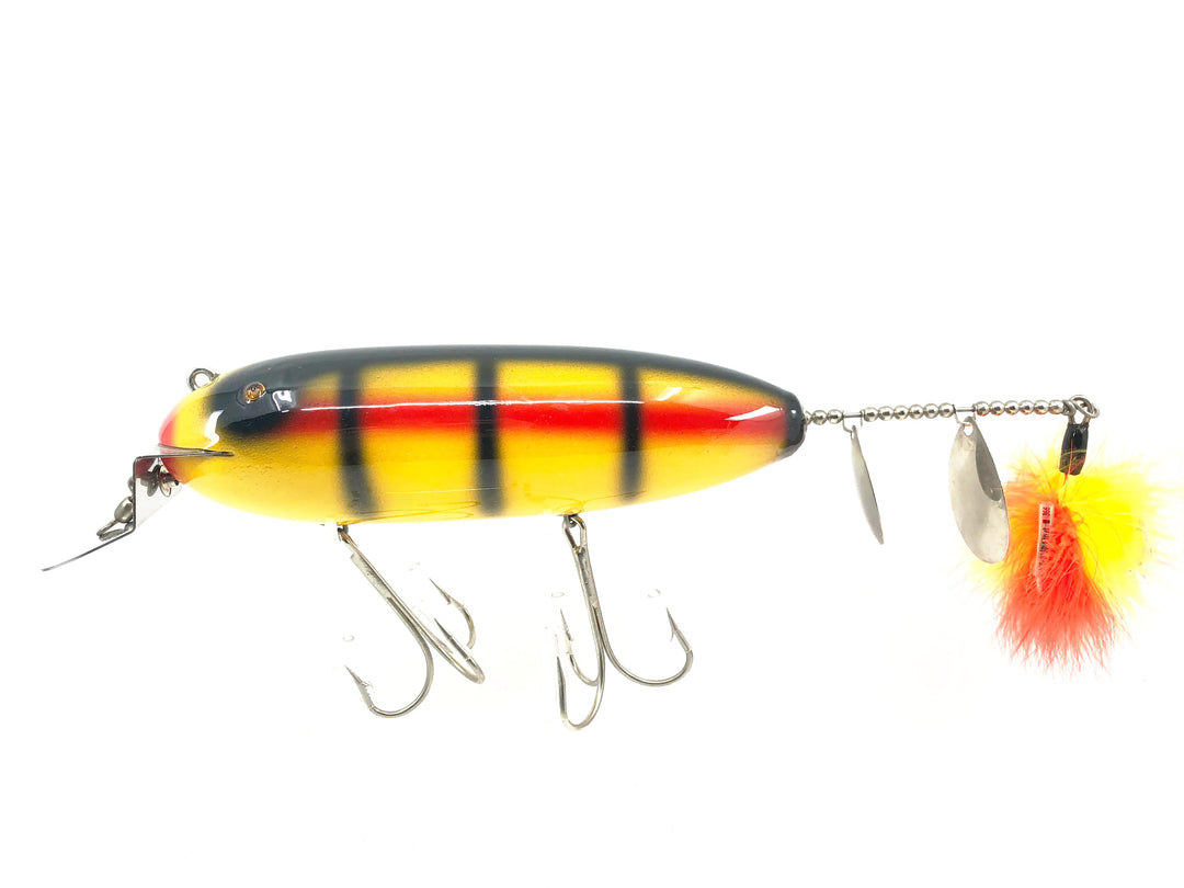 Musky Dan (XXX Lures) Giant Wiggler 14 1/2", Yellow/Red/Black Ribs Color