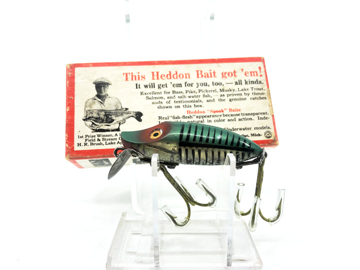 Heddon River Runt Spook Sinker 9119-XRG, Green Shore Minnow Color with Brush Box 1st Gen