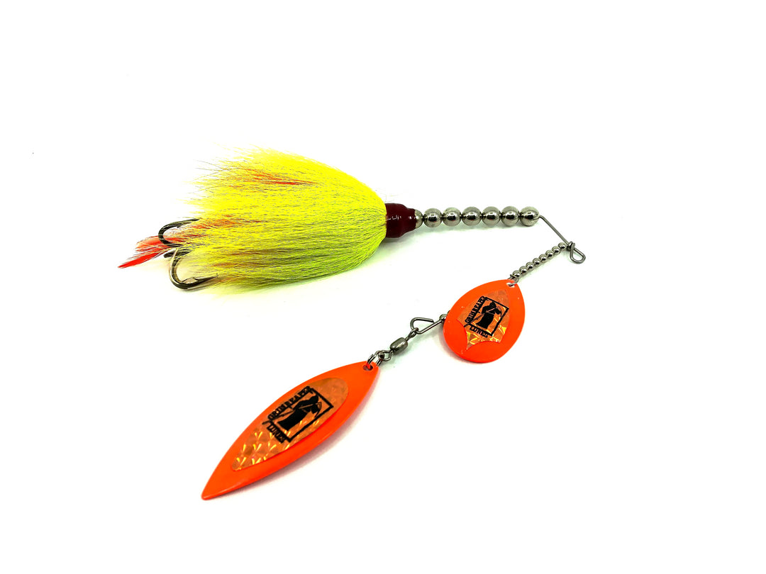 Grim Reaper 2 Ounce Tandem Spinner, Orange Blade/Chartreuse Bucktail