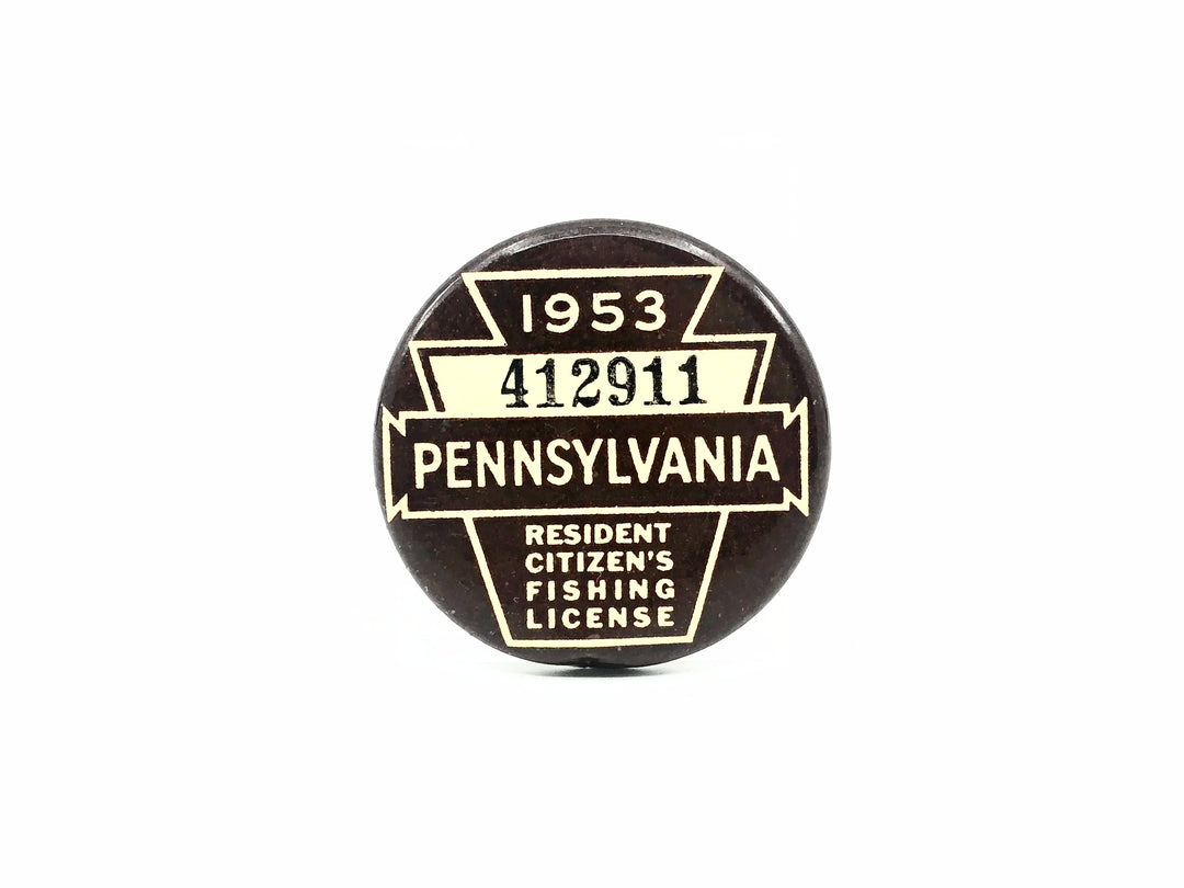 1953 Pennsylvania Resident Fishing License Button