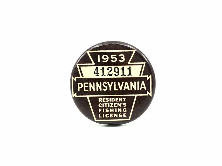 1953 Pennsylvania Resident Fishing License Button