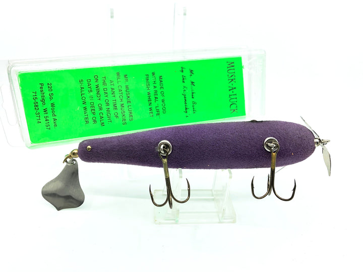 Mr. Muskie Baits by Krizenesky Brothers, Musk-A-Luck Custom painted with Box-Purple Flap Tail