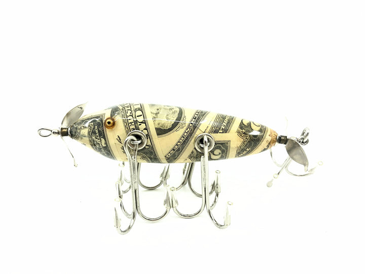 Musky Dan (XXX Lures) 5 Hook 150 Lure, 2 Dollar Bill Color w/COA