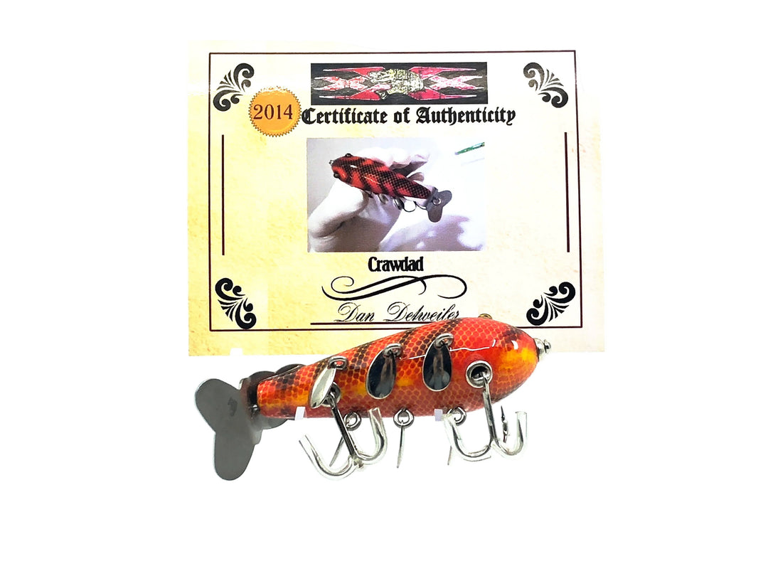 Musky Dan (XXX Lures) Crawdad, Dark Red Craw Color w/COA
