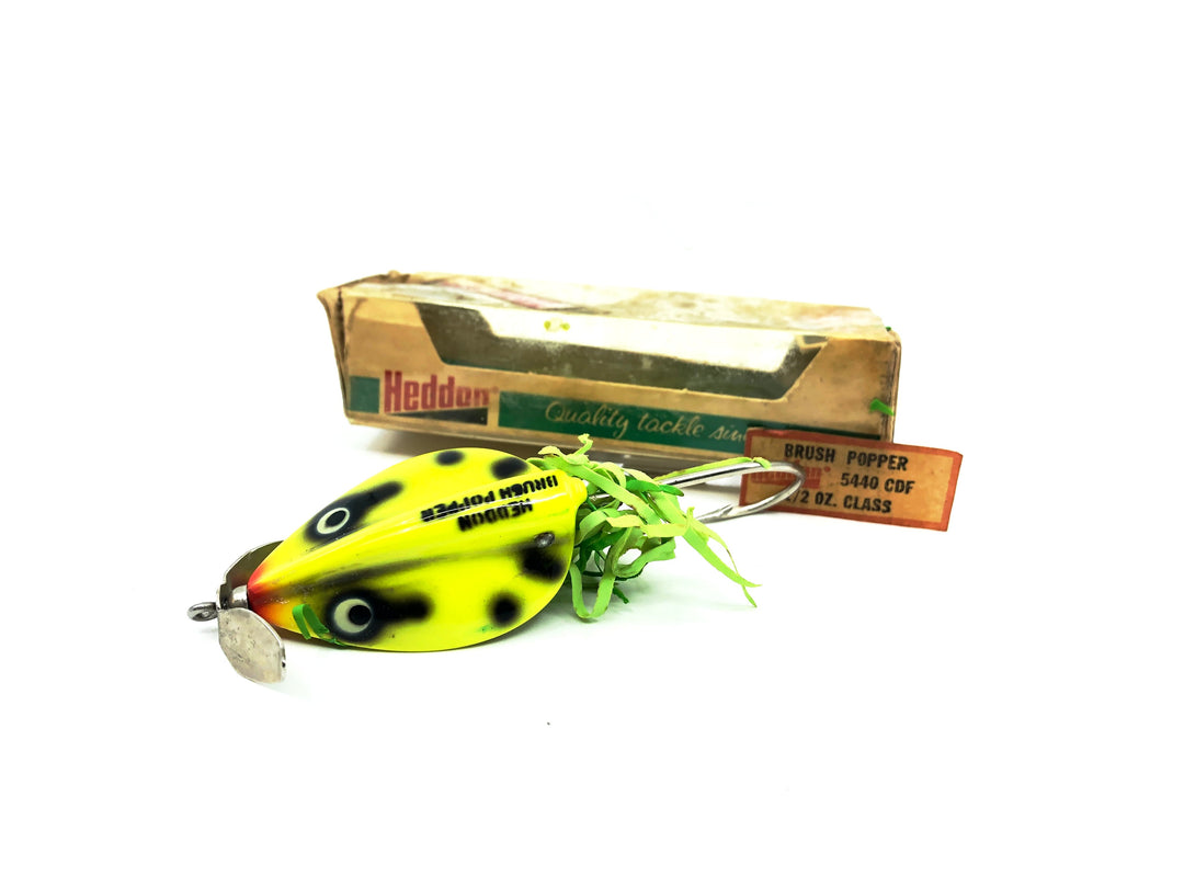 Heddon Brush Popper, CDF Chartreuse Coach Dog Color with Box