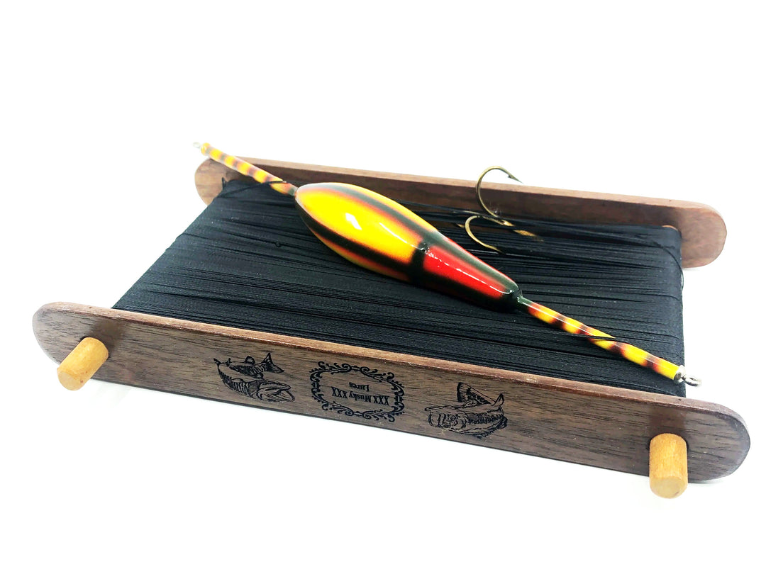 Musky Dan (XXX Lures) "Old Style Fishing Pole" w/Wooden Bobber, Yellow/Red/Black Color
