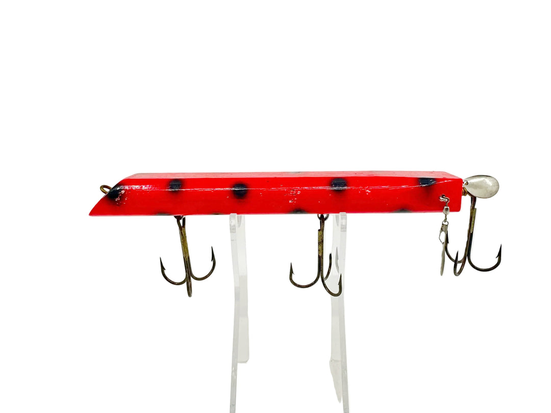 Unknown Musky Jerkbait, Fluorescent Red/Black Dots