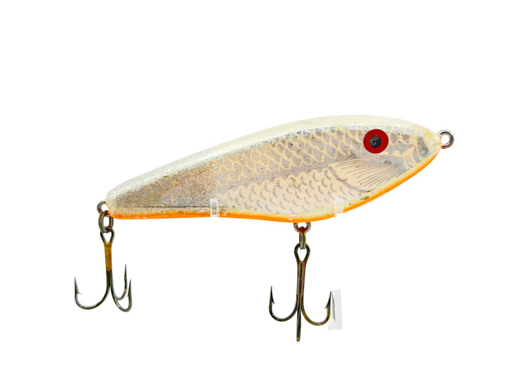 Musky Glidebait, White Holographic Shad/Orange Belly Color