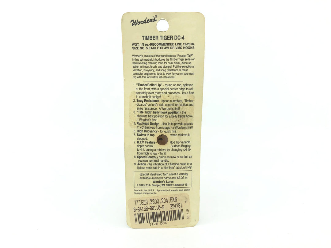 Timber Tiger Deflector DC-4, #204 Brown Crawdad Color on Card