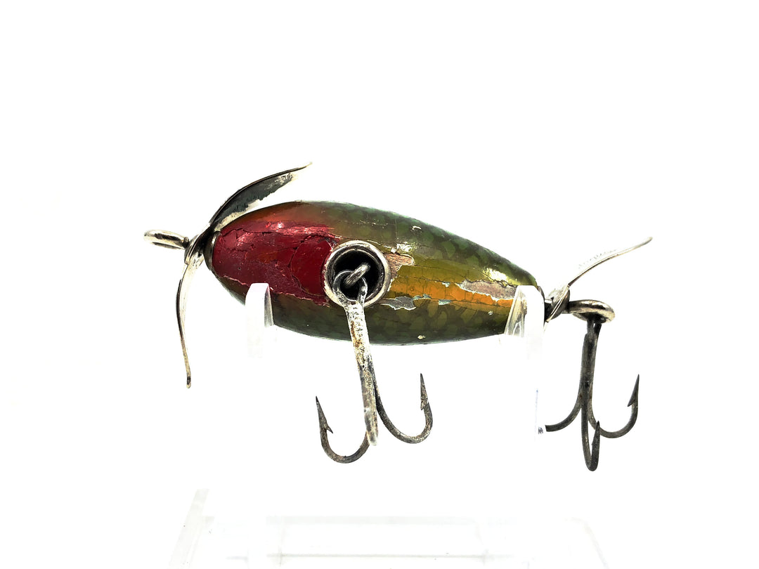 Shakespeare Midget Spinner, Black Back/Red/Green Scale Color with Box