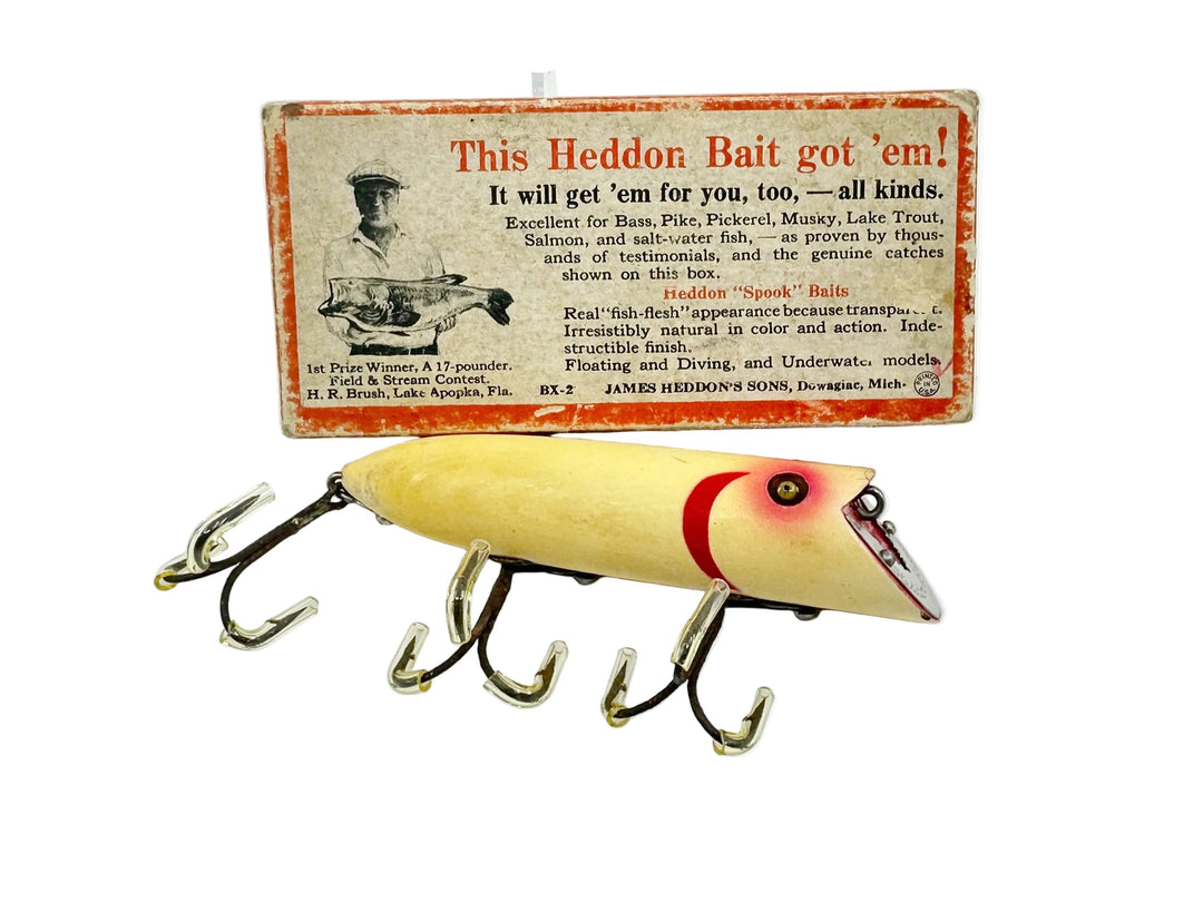 Heddon Basser 8500, 2M, White/Red Gils Color w/Box, L-Rig-Hardware
