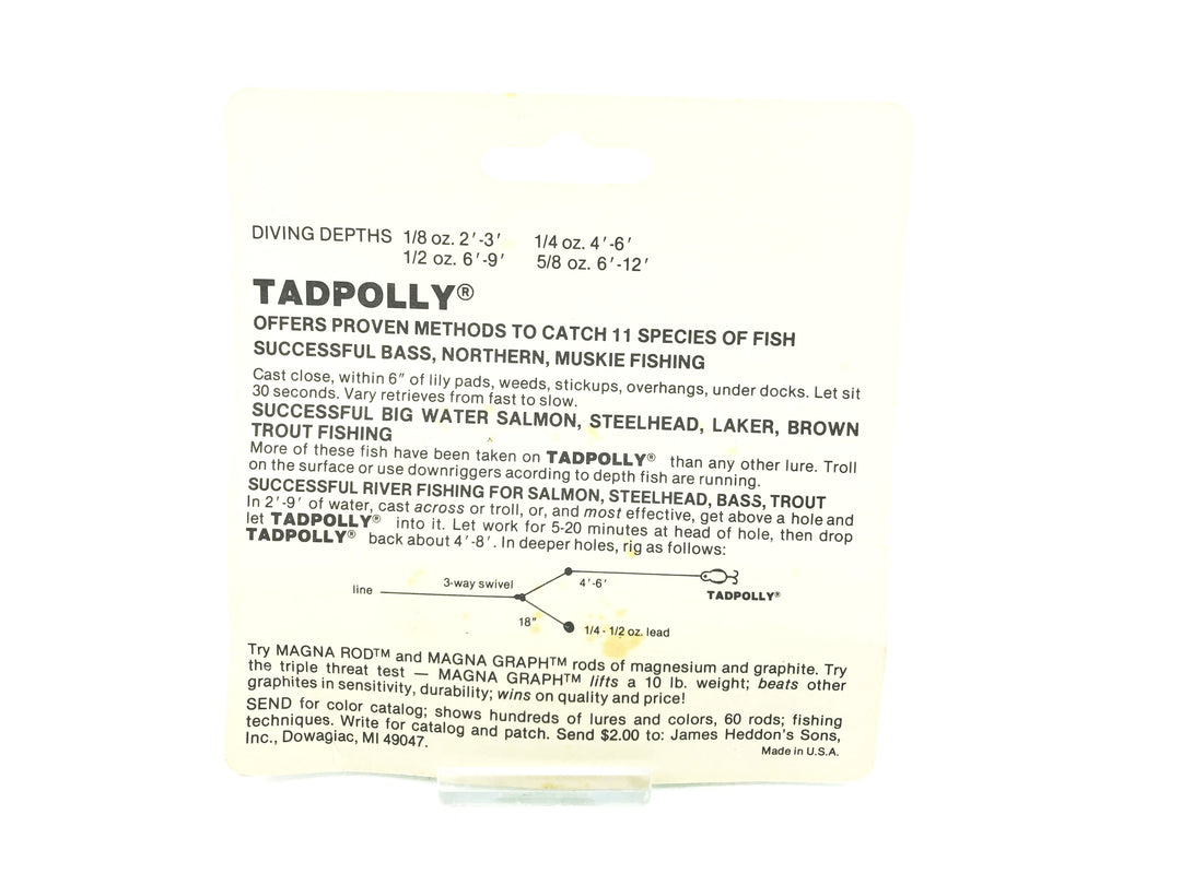 Heddon 0990 Tiny Clatter Tad Tadpolly Spook, FY Chartreuse Mullet Color