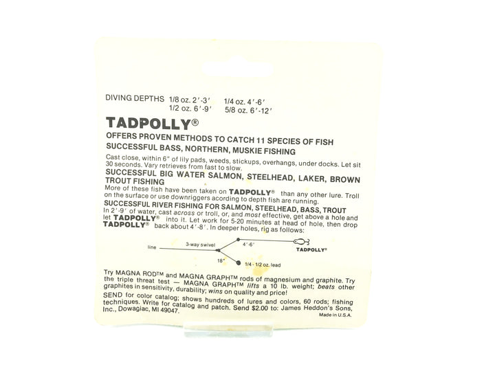 Heddon 0990 Tiny Clatter Tad Tadpolly Spook, FY Chartreuse Mullet Color
