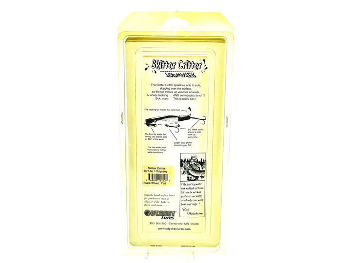 Odyssey Lures Skitter Critter, Black/Chartreuse Tail Color on Card
