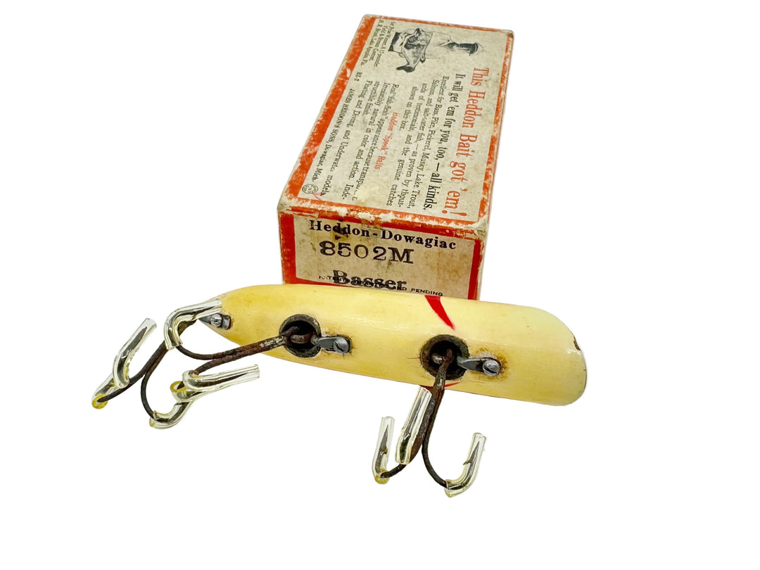 Heddon Basser 8500, 2M, White/Red Gils Color w/Box, L-Rig-Hardware