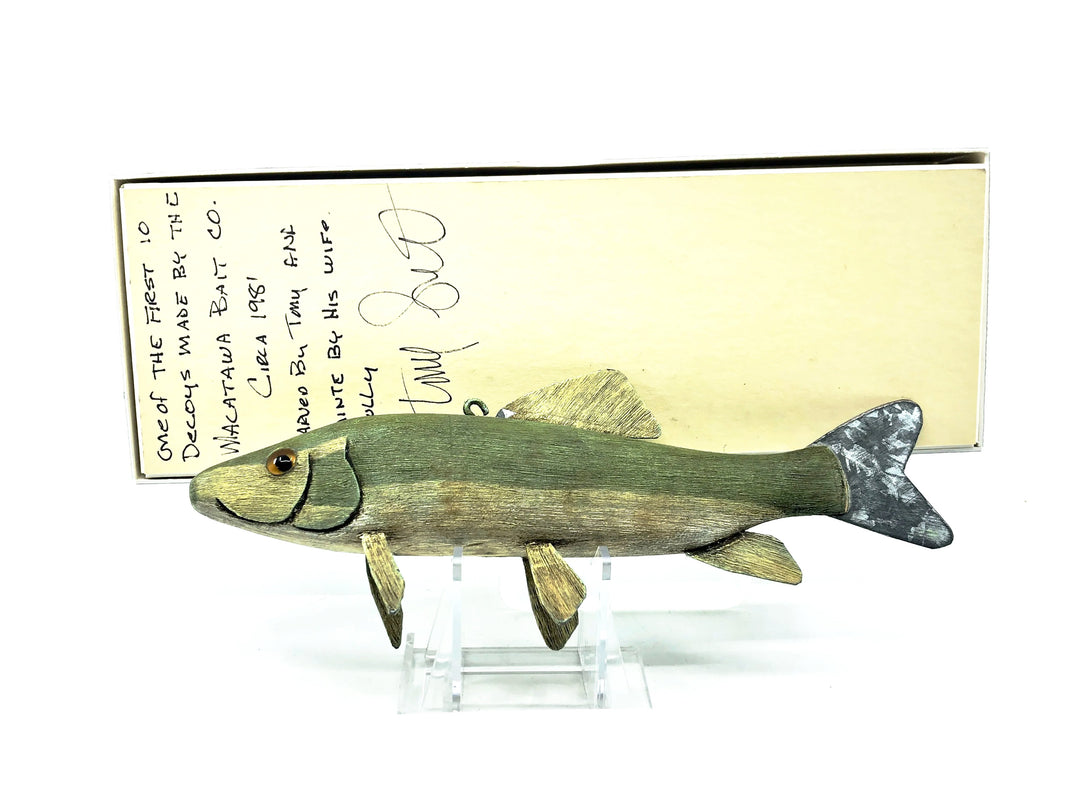 Macatawa Bait Co. 1981 Early Pikeminnow Decoy, Singed w/Box