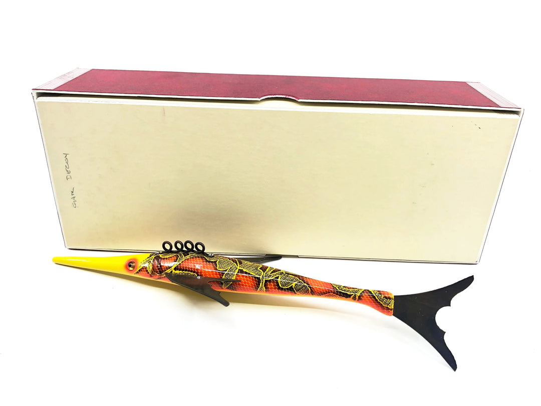 Macatawa Bait Co. Yellow/Black/Orange Scale Gar Decoy w/Box