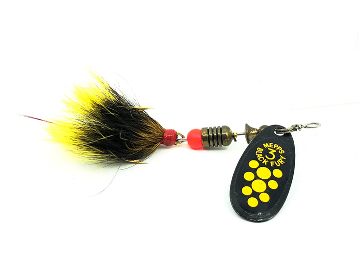 Mepps Black Fury #3, Yellow Treble/Black/Yellow Spots Color