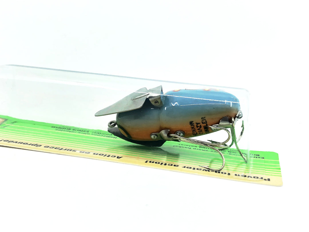 Heddon Crazy Crawler, BLBF Blue Bullfrog Color on Card
