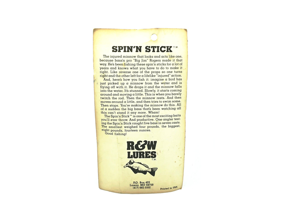 R&W Spin'n Stick Topwater, Silver Scale/Black Ribs Color on Card