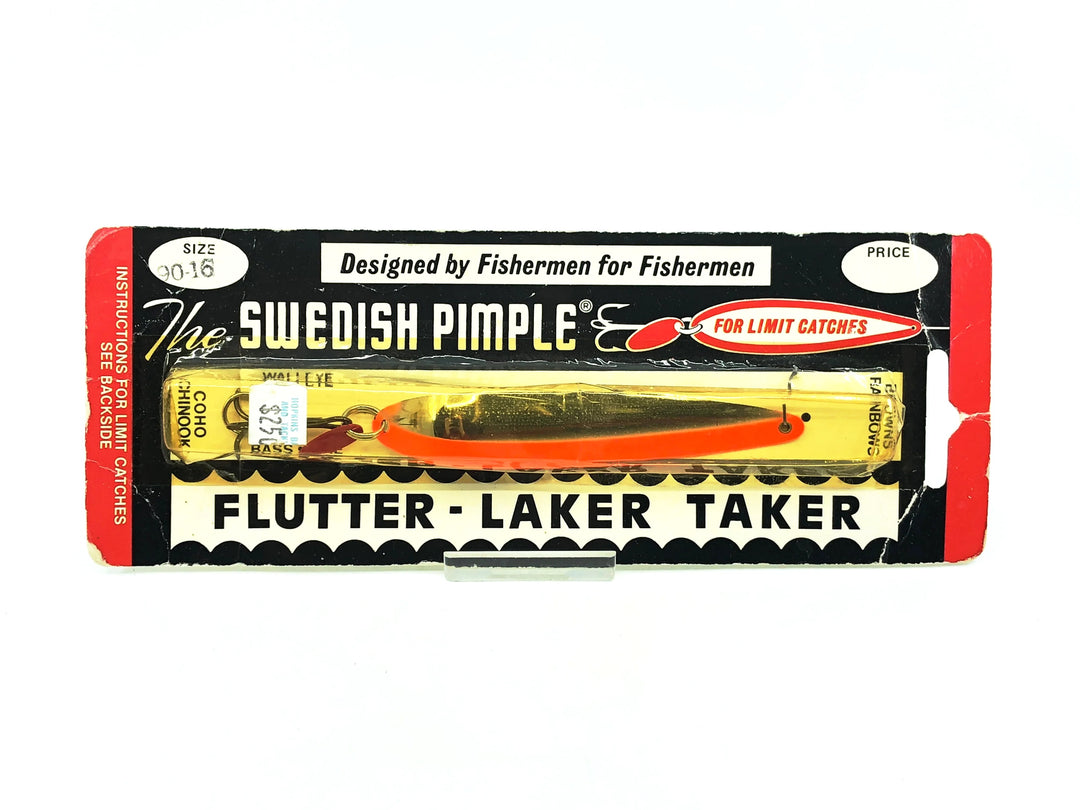 Swedish Pimple Flutter Laker Taker, Nickel/Orange Color New on Card
