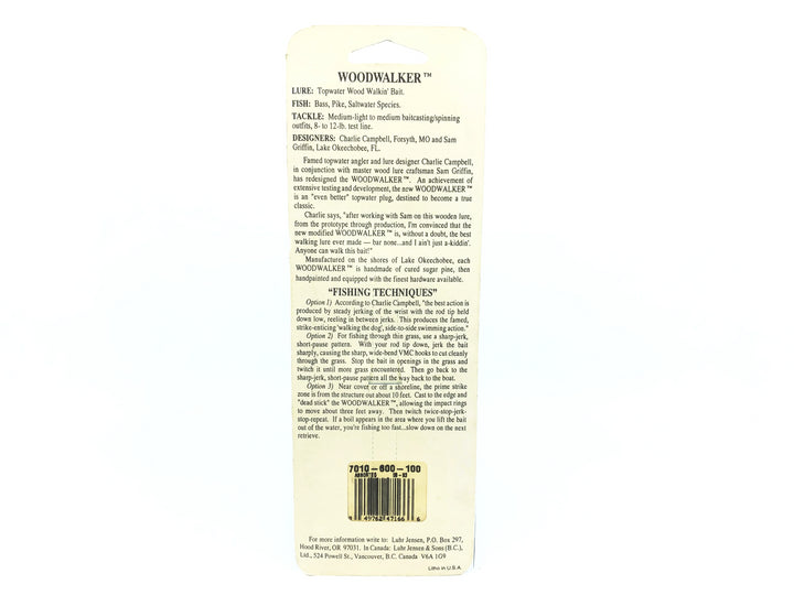 Luhr-Jensen Ozark Woodwalker, Red Head/White/Silver Flitter Color on Card