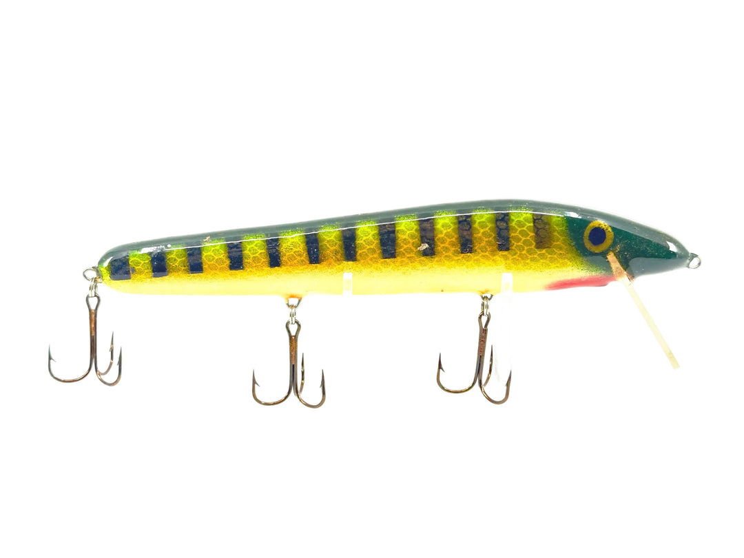 Crane 208 Musky Lure, Perch/White Belly Color. Great wooden bait here