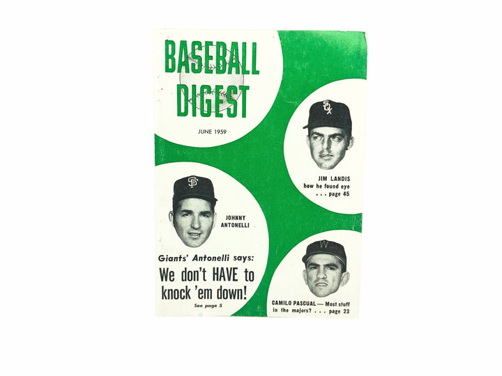 Vintage June 1959 Baseball Landis, Antonelli, Pascual