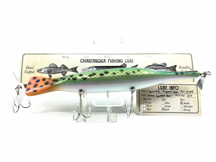 Chautauqua Topwater Magnum Gar, Green Spotted Gar Color
