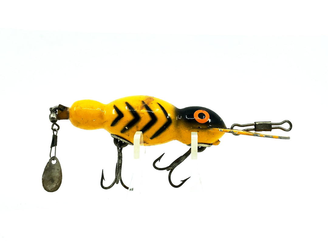 Bomber Wooden Waterdog 1500 Series, #20 Yellow/Black Ribs Color