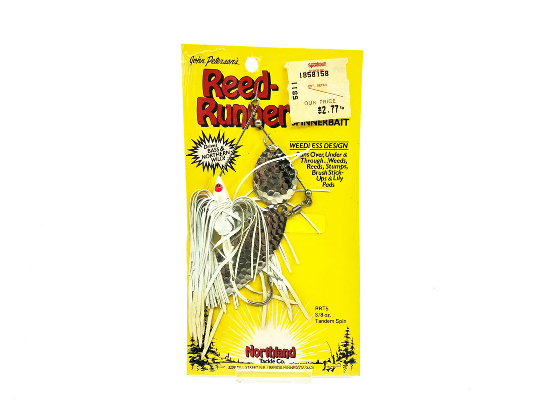 Northland Fishing Tackle Reed Runner Tandem Spinnerbait 3/8oz, #1 White Shad Color