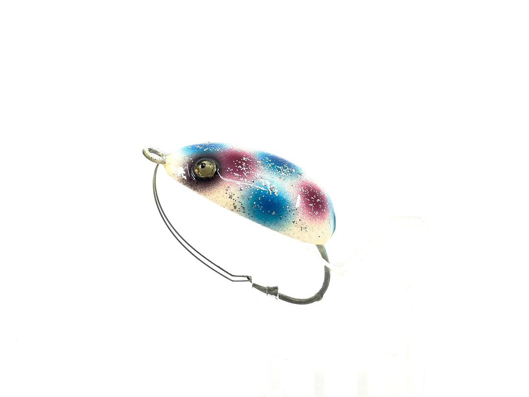 Musky Dan (XXX Lures) Fly-Rod Frog, White/Red & Blue Dots w/COA
