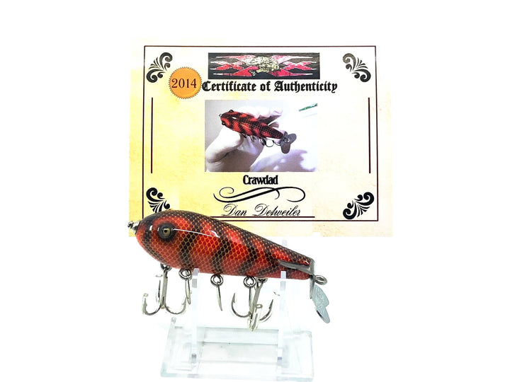 Musky Dan (XXX Lures) Crawdad, Dark Red Craw Color w/COA