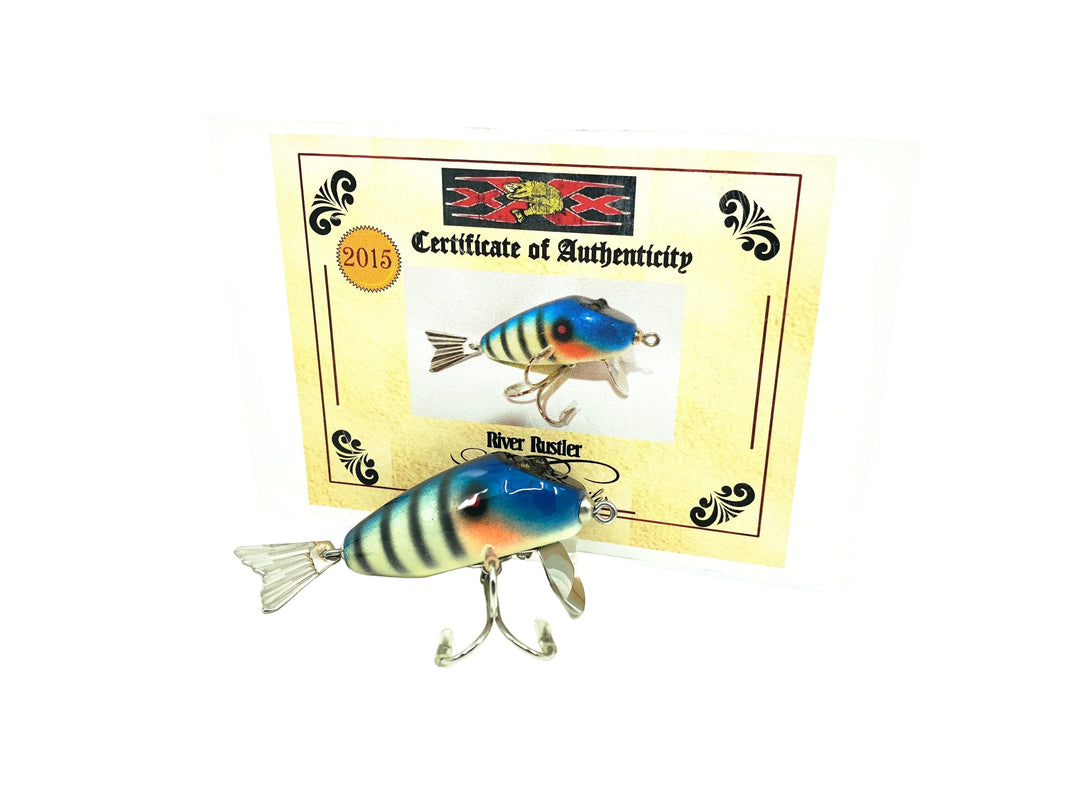 Musky Dan (XXX Lures) River Rustler, Blue/Silver/Black Ribs Color w/COA