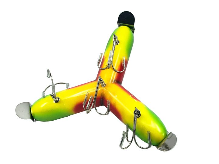 Musky Dan (XXX Lures) 3 Headed Giant Pikie Decoy, Rainbow Fire Color w/COA