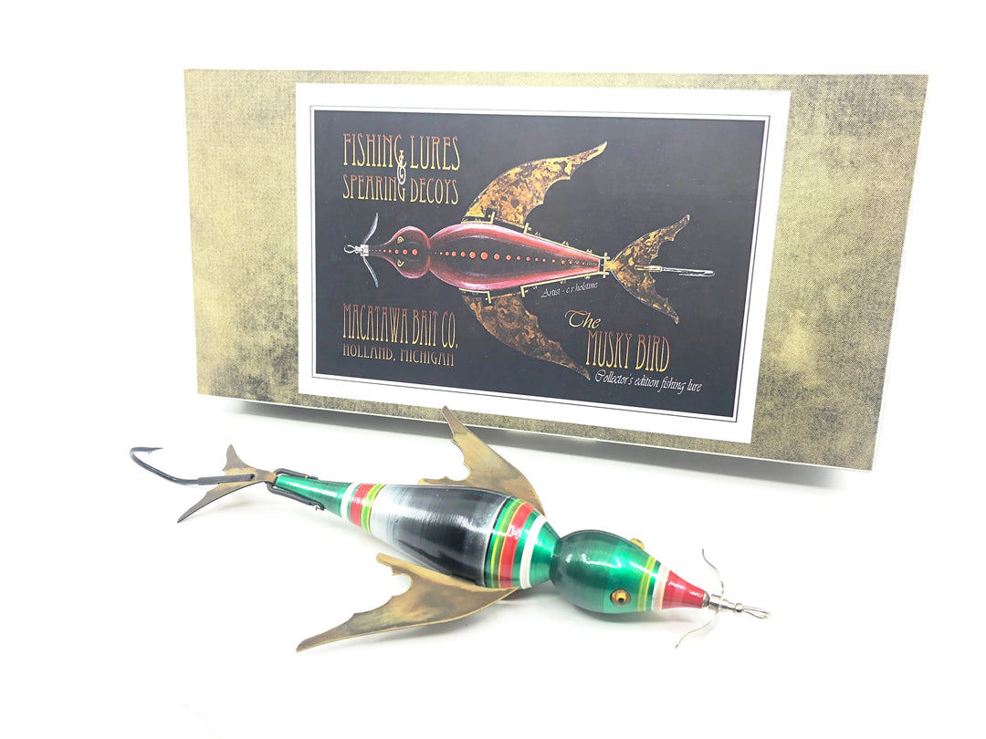Macatawa Bait Co. Musky Bird, Green/Red/Yellow/Black Color w/Box