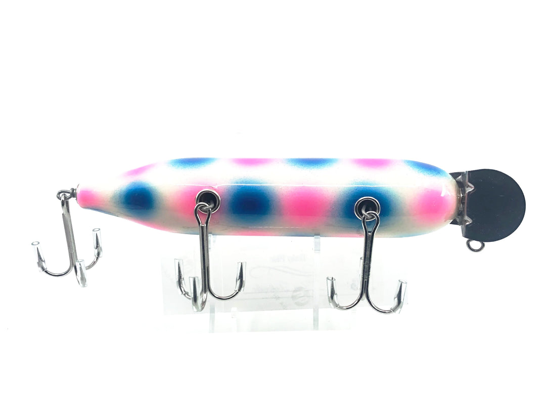 Musky Dan (XXX Lures) Husky Pikie, White/Blue & Pink Spots Color with COA