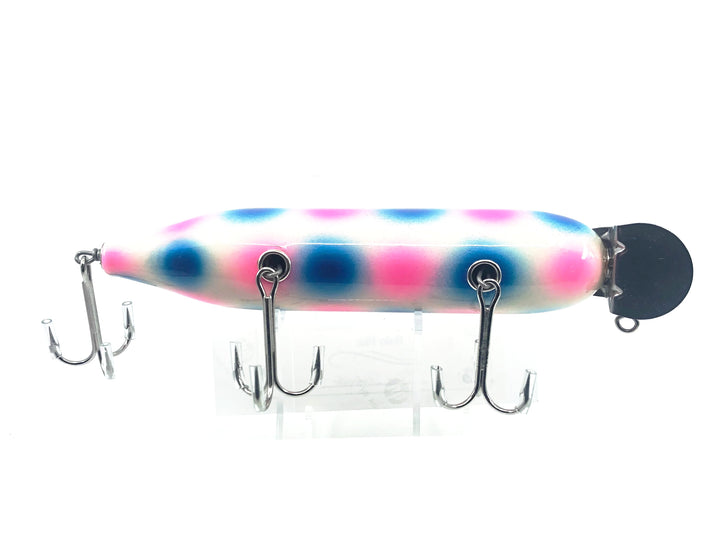 Musky Dan (XXX Lures) Husky Pikie, White/Blue & Pink Spots Color with COA