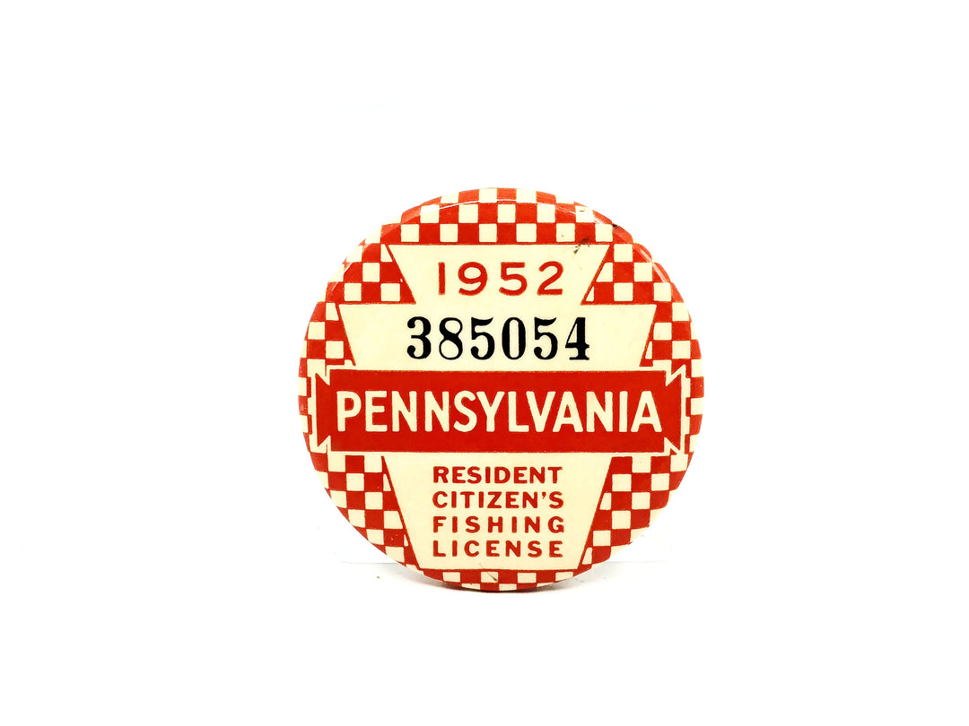 1952 Pennsylvania Resident Fishing License Button