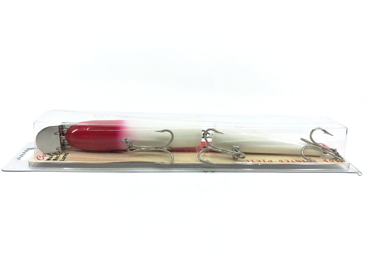 Creek Chub Wooden Giant Jointed Pikie 800, PW Red/White Color, New on Card Old Stock